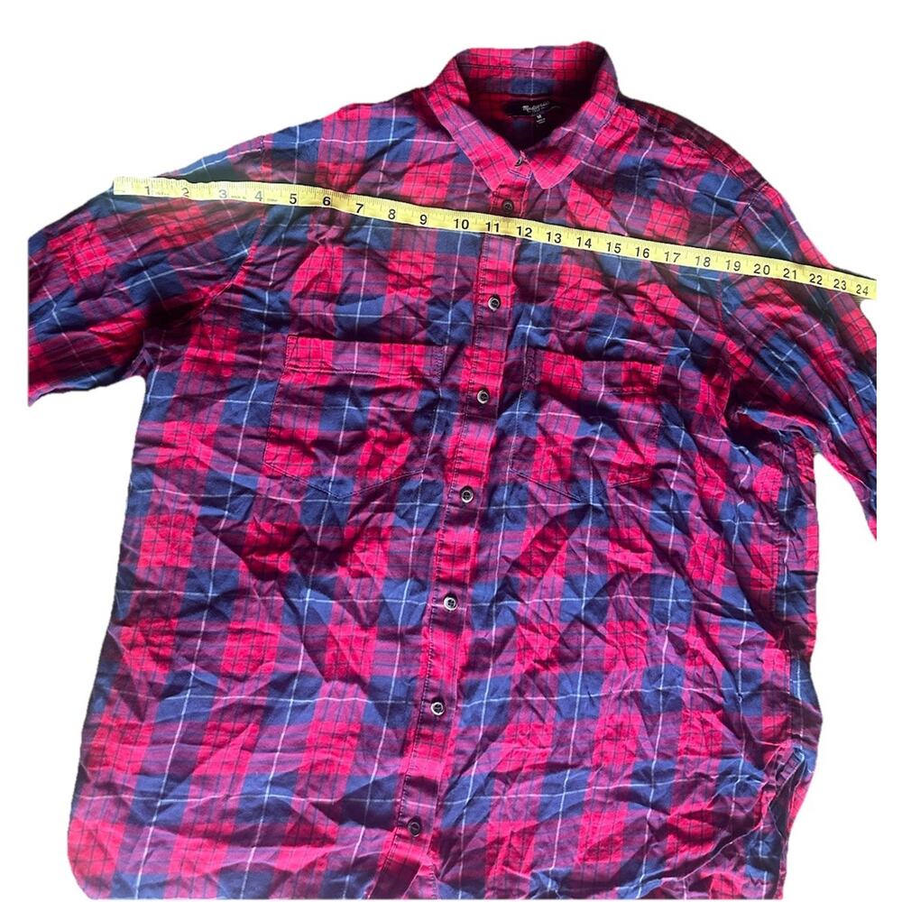 J.Crew Boy Fit Women's Size M Red / Blue Plaid Button-Up 100% Cotton Shirt - Picture 13 of 16